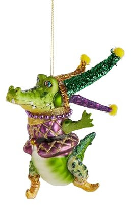 BUTLERS Weihnachtsbaumkugel Crazy Krokodil Christbaumschmuck Glas Grün -Hang ON- Weihnachten Baumkugeln Wildes Krokodil Figur | Tannenbaum Deko & Weihnachtsdeko