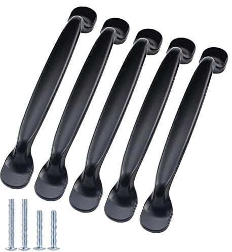 imatenn 20 Pack 130mm Kitchen Cupboard Door Handles, Matt Black, Arch Bow, 128mm Drilling Hole Centre, Cabinet Pulls Replacement Hardware for Wardrobe, Drawer, 160mm Long, 2 Sizes Mounting Screws