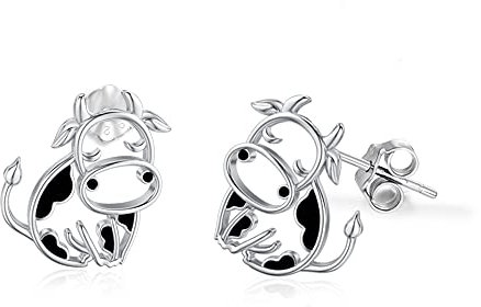 HARMONY BOLA 925 Sterling Silber Kuh Ohrstecker für Frauen - Ohrringe mit Kuh Geschenke zum Geburtstag