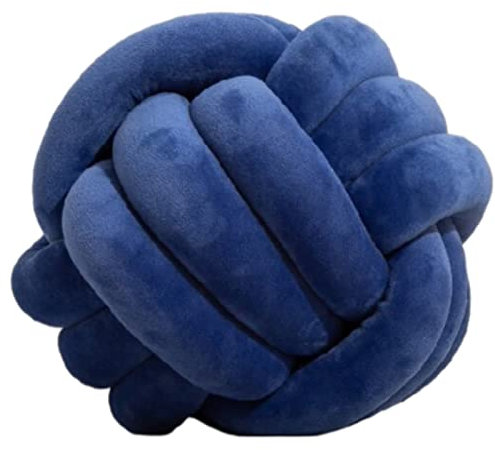 MADG Cuscino a sfera annodato, cuscino a sfera annodato, cuscino in velluto con nodo e finestra della baia, cuscino decorativo intrecciato (28 cm, blu)