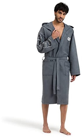 arena Zeal Plus Bademantel aus Mikrofaser für Damen und Herren, Mikrofaser-Bademantel mit Kapuze und Taschen, Schnelltrocknender Unisex-Bademantel, Angenehm und Leicht