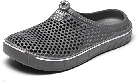 Zoccoli da giardino da donna da uomo scarpe sandali da pioggia ad asciugatura rapida antiscivolo pantofole da piscina per interni ed esterni, Grigio, 43.5 EU