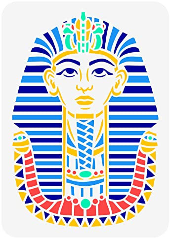 FINGERINSPIRE Ägypten Tutanchamun Schablone 29.7x21 cm Aushöhlen Tutanchamuns Maske Malerei Schablone Wiederverwendbare Ägyptische Symbol Schablone Kunsthandwerk Vorlage Für Fotoalbum, Leinentasche