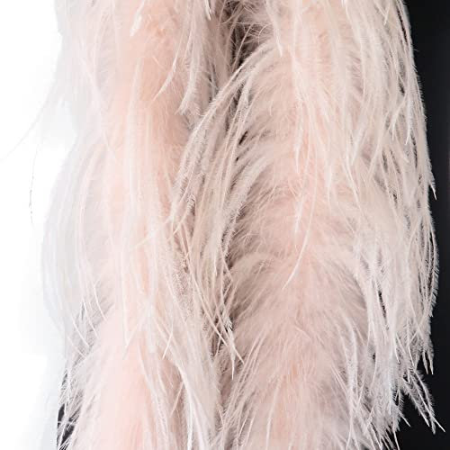 SYSUII Flauschige Marabu-Boa zum Basteln, 200 cm Natürliche Straußenfeder Schal Federboa DIY Verkleidung Zubehör Halloween Hochzeit, Party Dekorationen 1920s Gatsby Karneval Kostümzubehör -Rosa