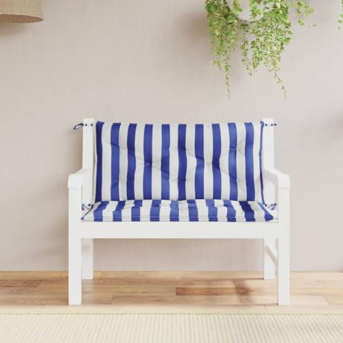 JUNZAI Gartenbank-Auflagen 2-TLG. Blau&Weiß Gestreift 100x50x7cm Stoff Liegenauflage, Auflage Gartenliege, Sitzkissen Gartenmöbel, Bankauflage, Stuhlauflage Für Hochlehner, Sitzauflagen - 361671