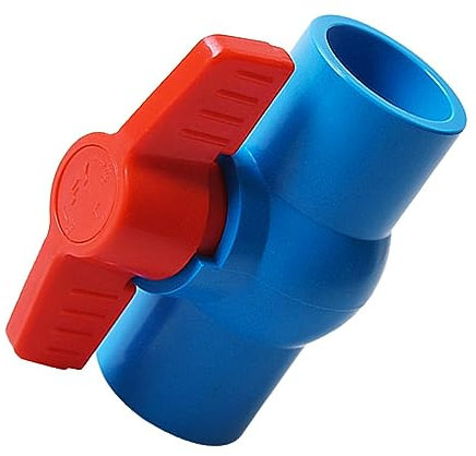 F Fityle Robinet à tournant sphérique en PVC, appareils de plomberie bidirectionnels, poignée en T, vanne d'arrêt d'eau pour système d'irrigation, conduites, bleu 32mm