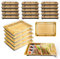 YKUKIZEE 20 Pack Gold Sandwich Trays with Lids, Plastic Buffet Trays Platter for Party Food, Gold Buffet Catering Tray with Clear Lids for Sushi Cake 258x185x50 mm