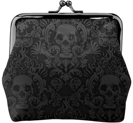 Porte-monnaie multifonctionnel gothique imprimé tête de mort mode porte-monnaie sac à cartes unisexe, Noir , Taille unique