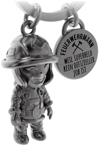 LANOLU Schlüsselanhänger Feuerwehrmann, Feuerwehr Geschenke für Männer, Glücksbringer Geschenke für Feuerwehrmänner aus Metall