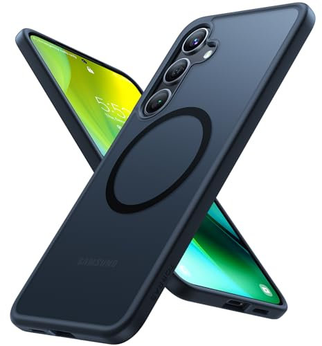 TORRAS Samsung Galaxy S24 Hülle für MagSafe [TOP Militärschutz & Magnetkraft] Stoßfest (Nr.1 Haltbarkeit) Samtige Touch Dünn Mit DIY Knöpfe Matt Schwarz