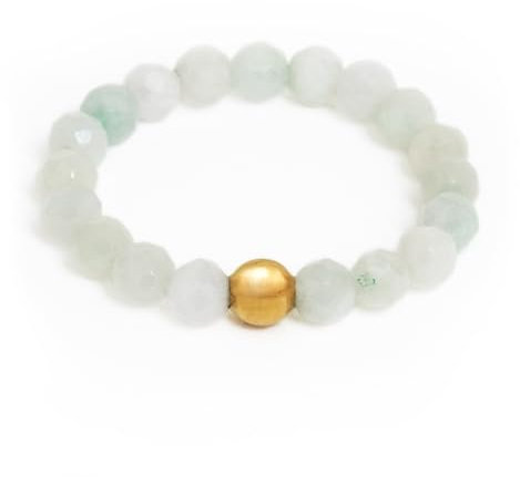 Echter Jade Ring mit Goldperle - facettierte Perlen - Größe S