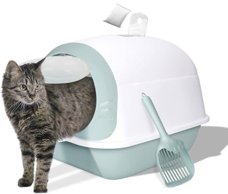 Zvonema Katzenklo mit Deckel, Katzentoilette, Katzenklo Aktivkohlefilter, Anti-Geruch Auslaufsicherer Katzentoiletten für Katzen Jeden Alters, Cat Litter Box mit Kunststoffschaufel, weniger Spuren