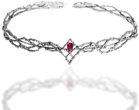 Krone Kristalle Elf König Strass Tiaras Silber Haarband,Stirnband mit Rot Diamanten,Brautkrone Haarreifen für Prinzessin Oder Königin Dekorieren Geburtstag Geburtstag Bankett Tanzpartys Kostüm Party