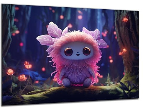 Munera Design - Bild 56x84 - süße Tiere Fantasie-Wesen rosa - Wand-Bilder Kinder-Zimmer