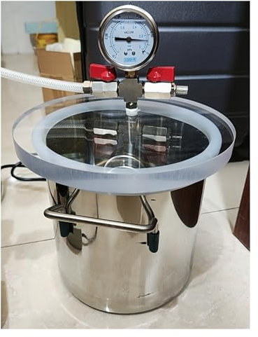 6 12 21 35 50 72 75 98 L Vakuum-Entgasungskammer aus Edelstahl, Vakuumkammern für Harz/Holzstabilisierung/Entgasung von Silikonen/Epoxidharzen, mit transparentem Acryldeckel, Vakuummeter (Size : 2Gal