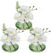 Briful Juego de 3 flores artificiales de orquídeas artificiales, flores decorativas con jarrón de cristal, planta artificial para salón, fiesta, oficina, baño