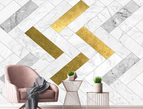 Fototapete Blumen 3D Tapeten 3D Effekt Wohnzimmer Schlafzimmer Vliestapete Geometrischer Gold-Patchwork-Marmor Natur Grau Graffiti Steinoptik Kinder Tapeten