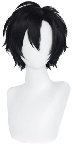 RiRaku Anime Cosplay Perücke Cheng Xiaoshi Short Black Halloween Kostüm Cosplay Perücke,Für Party Karneval Weihnachten