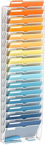 SUPTIDY 17-stöckiger Wand Zeitungshalter, Praktischer Wandorganizer Büro, Metall Prospekthalter, Zeitschriftenhalter Wand, A4 Dokumentenablage Mit Haken, Schwarz, 2 Stück