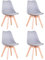 DEYARNA HOME Pack 4 Sillas de Comedor Nordicas, Sillas de Cocina con Cuero Tapizado Cojín y Patas de Madera de Haya, para Comedor, Salón, Dormitorio, Cocina (Gris)