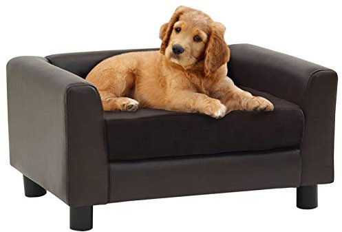 ShGaxin Hundesofa, Hundecouch, Katzensofa, Hundebett Sofa, Hunde Couch Sofa, Hunde Sofabett, Hundesessel, Braun 60x43x30 cm Plüsch und Kunstleder