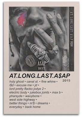 ydhgebn A$AP Rocky-Poster, Wandkunst, Cover, Zimmer, Vintage-Poster, dekoratives Gemälde für Schlafzimmer, Wohnzimmer, ästhetisches, elegantes Poster, 30 x 45 cm, ungerahmter Stil