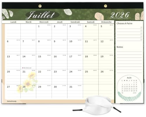 Calendrier 2026 2027 Mural Grand (18 Mois) Juillet 2026 à Décembre 2027 Avec Couverture Imperméable Calendrier Familial Planificateur Bureau Organisateur Mensuel, 43 x 31 cm