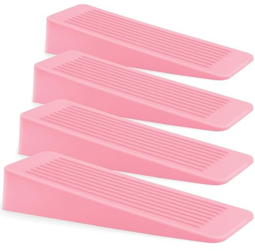 Rubber Door Stop 4 Pack, Door Stoppers for Floor, Door Stops Indoors, Door Wedge, Non-Slip Rubber Door Stopper, Door Wedges Indoors, Ideal for All Floor Types, Pink