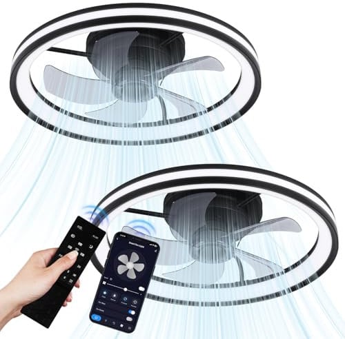 Lospitch Ventilatore da Soffitto con Luce, 2x50cm Dimmerabile Ventilatore a Soffitto LED con Telecomando e Smart APP, 3 Colori 6 Velocità per Soggiorno Camera da Letto Sala da Pranzo