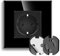 CNBINGO Enchufe individual de cristal empotrado, color negro, protección de enchufe, protección para niños con mecanismo de giro, enchufe Schuko, enchufe de pared con marco de cristal