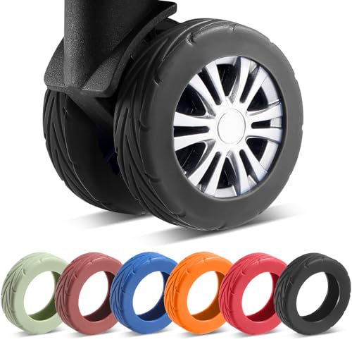 Wanzhuango 8 PCS Upgrade Silikon Gepäckradabdeckungen, Luggage Wheel Covers, Verhindern Sie Geräusche und Verschleißfestigkeit, kofferschutzhülle für 2-2,4 Spinnerrad (Schwarz)