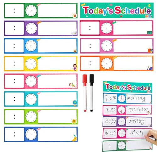 Krujecnt Tagesplan für Kinder, Terminplaner für Kinder | Schlafenszeit-Routine-Diagramm | Wandplaner mit 12 Karten. Erstellen Sie visuelle Hilfsmittel und pflegen Sie Gute Gewohnheiten für Kinder
