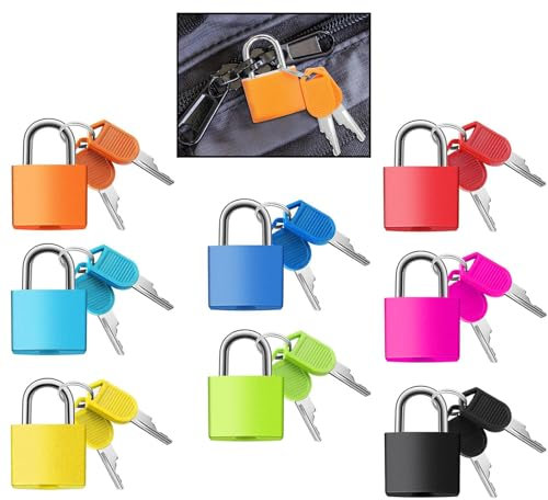 8 Pieces Luggage Locks Suitcase Padlocks Suitcase Locks with Keys Mini Brass Padlock Set for Travel Gym Locker Bags Holiday Cases