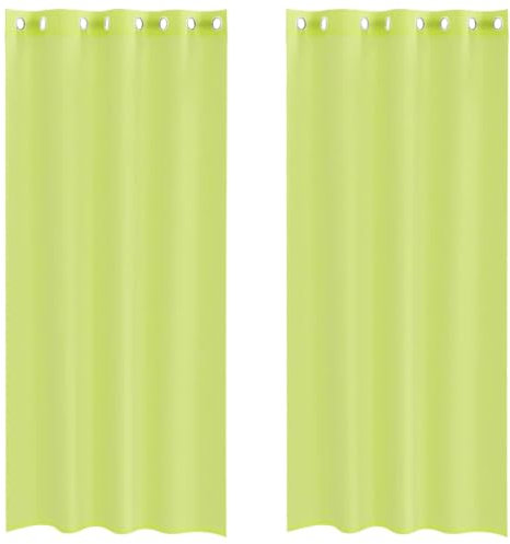 vidaXL Voile Vorhänge mit Ösen 2 STK. Apfelgrün 140x225 cm, Gardine, transparenter Vorhang, Fenster-Voile, Fensterdekoration