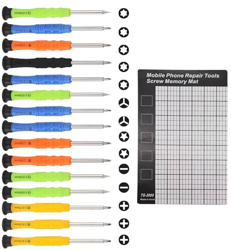 Mini Screwdriver Set 14 Pieces Precision Screwdriver Set for Glasses, Mobile Phones Toys Jeweler Tools with Screw Storage Memory Board 1 Piece