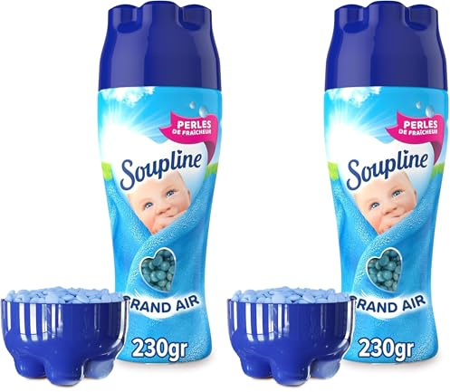 SOUPLINE - Perles de fraîcheur pour le linge - Booster de Parfum Grand air longue durée - 230g (Lot de 2)