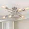 Kronleuchter Vintage Deckenlampe Silber, 6 Flammige Sputnik Lampe Deckenleuchte Wohnzimmer, Industrial Deckenlampe Esszimmer Kronleuchter Modern Deckenleuchte Silber für Schlafzimmer Küche Flur E27