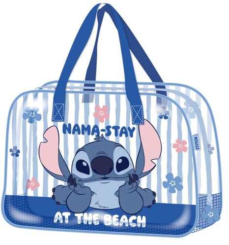Disney Stitch Bolsa de Playa, Bolsa de Viaje, Bolso Grande de Compras, Diseño Transparente, Bolso de Hombro, Regalo para Mujer y Adolescentes