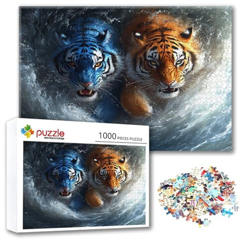 Puzzle 2000 Teile Tiger, Puzzle Erwachsene 2000 Teile Tier, Klassische Holzpuzzles 100 x 70 cm, Lernspiel Herausforderung Spielzeug, Zimmer Wanddeko, Einzigartiges Geschenk für Frauen/Männer M-1