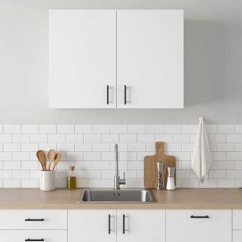 Dmora - Hängeschrank 2 Türen Este, Wandregal, Multifunktionshilfe-Schrank, 80x34 h59 cm, Weiß