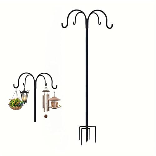 QUZGVEXA Bird Feeder Pole, Large Bird Feeders Hanging Station, Tall Shepherds Crook Garden Hooks, Heavy Duty Metal Hangers for Outdoor Garden Light, Decoration, Flower Basket, Lamp, Wind Chimes(223cm)