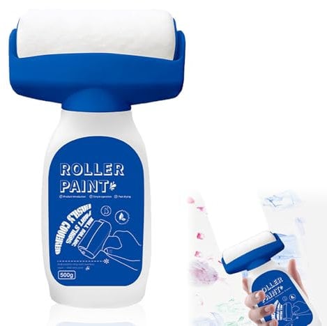 Wffeila Rullo per pittura bianca,500 g Vernice Bianca Muro Interno,Rullo per Vernice Bianca,Mini Rullo per Ritocchi Parete,Rullo per Piccole Riparazioni di Graffi e Macchie su Pareti