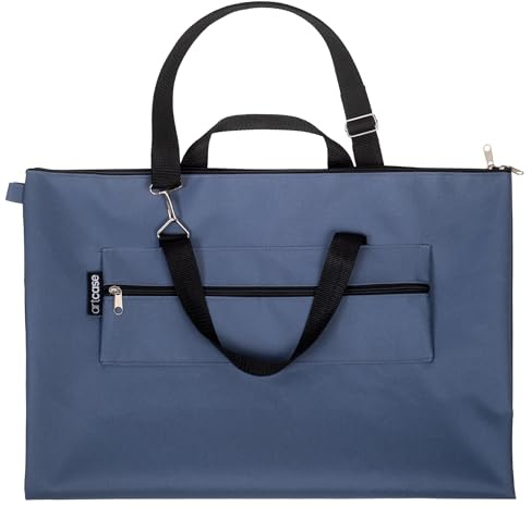 Artcase Soft Portfolio Bag A3 A2 A1+ – Lightweight Artist Case for Framed Art & Canvases – Water-Resistant Nylon with Shoulder Strap & Pocket – Protective Art Transport Folder (Denim Blue, A3)