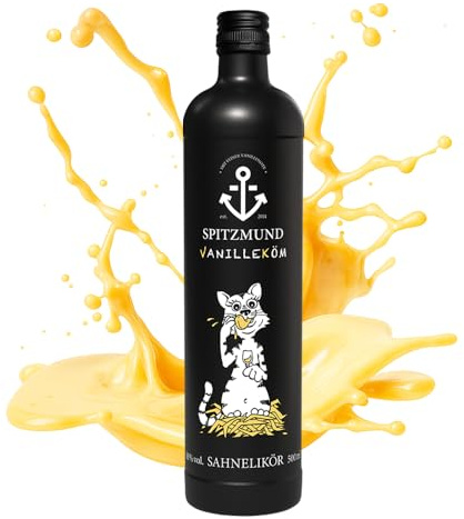 SPITZMUND Katze Vanilleköm 500 ml | cremiger Vanillelikör | Geschmack wie Vanillesauce | perfekt zum Verschenken oder Genießen | Sahnelikör mit Vanillenote | 16% vol.