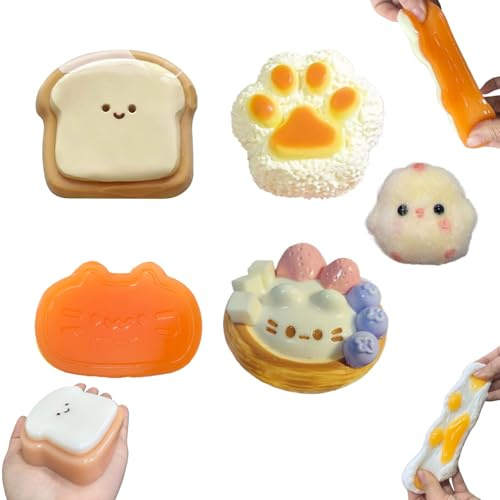 5 Piezas Fufu Squishy Set,Taba Squishy, Squeeze Toy, Adecuado para Todas Las Edades, Juguetes de Alivio del estrés Lindos
