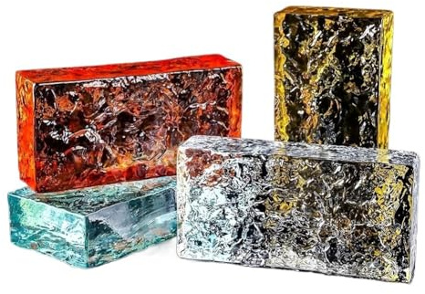 Carreaux de cristal rectangulaires, Briques de verre for cloisons multicolores 200x100x50mm(Blue-a)