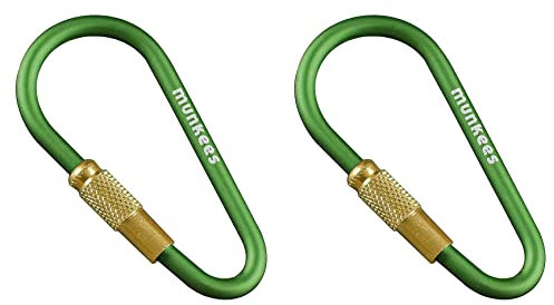 munkees Mini Link Karabiner Schlüsselanhänger - Ø 3 x 48 mm mit Schraubverschluss (2 x Grün)