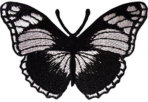 White Silver Black Butterfly Patch Iron Sew On T Shirt Jeans Embroidered Badge