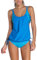 Aleumdr Tankini Damen bauchweg Bademode Set zweiteilig Push up mit Einstellbarer Bikinislip Tankini Top Soft Cups, Hellblau, X-Large(EU48-EU50)