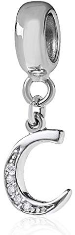 Buchstaben-Charm-Anhänger 925 Sterlingsilber Alphabet Charms Jahrestag Charm Wörter passend für Pandora Charms Armband (C)